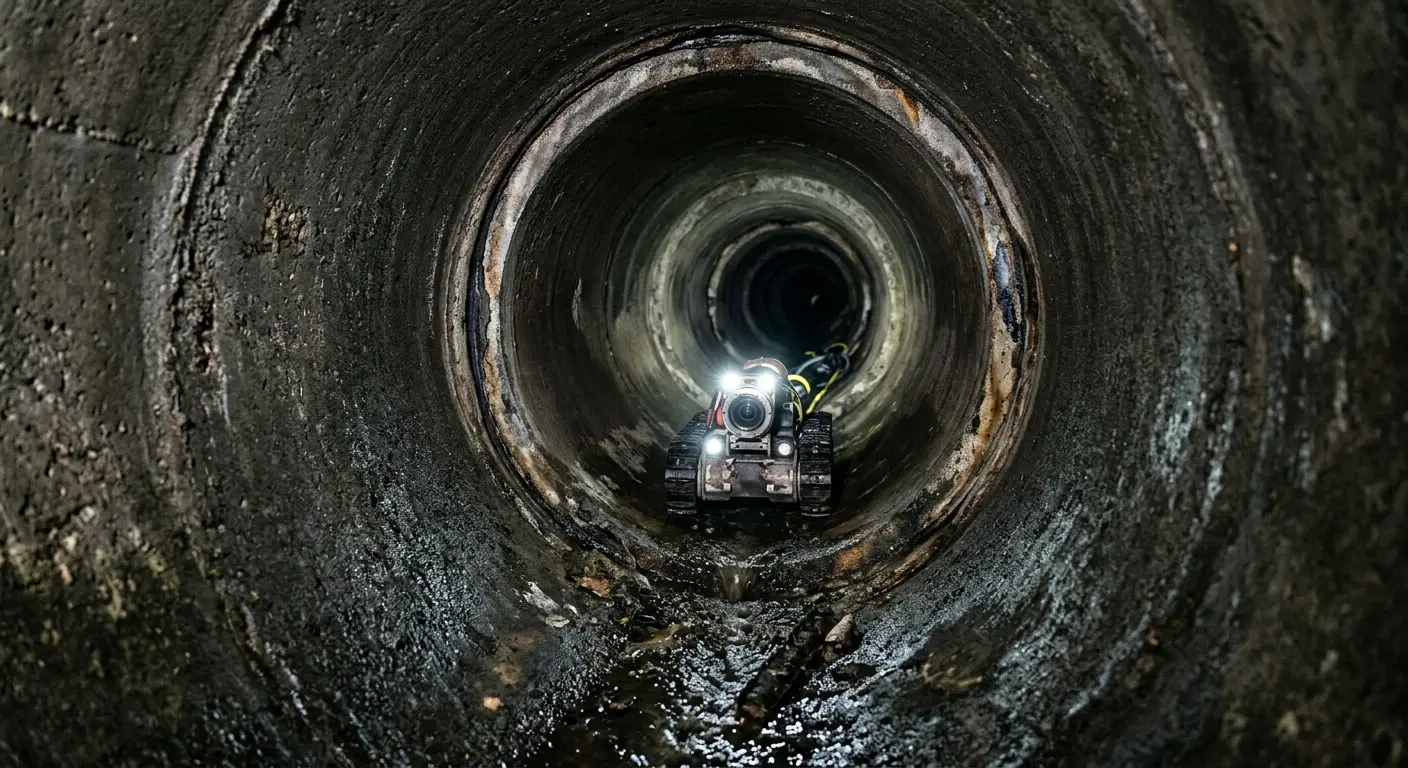 Robotic sewer camera inspecting pipe interior for Sewer Line Cleaning in Brevard